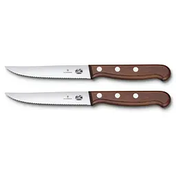 Набір кухонний Victorinox Wood Steak Set 2 ножа лезо 12см хвил. з дерев. ручкою у подар.упак. - мініатюра 3