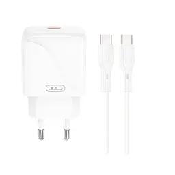 Зарядний пристрій - набір блок і кабель XO L141 Type-C to Type-C Single USB-C Fast Charger 20W білий