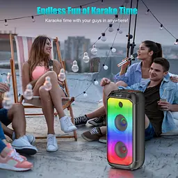 Динаміки TAMPROAD Bluetooth, 80 Вт бездротові портативні динаміки TWS для вечірок із сабвуфером, глибокі баси, світлодіодні - мініатюра 2