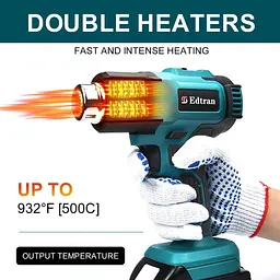 Бездротовий термофен, сумісний з акумулятором Makita 18V LXT, 3 насадки, 2 температурні режими, максимальна температура - мініатюра 5