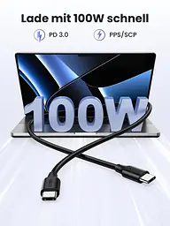 Кабель зарядний UGREEN USB C USB 100 W 5A/20V PD 3.0 2 м White (US562) - мініатюра 2
