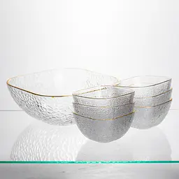 Набір салатниць Golden 7 штук 1.5 л/0.2 л із золотою окантовкою Yiwu HP-34-43 - мініатюра 4