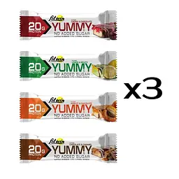 Мікс батончиків FitWin YUMMY Bar 36% no added sugar, 12*55 грам MIX