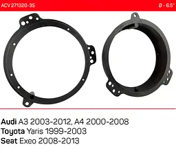 Проставки під динаміки 165 мм / 6.5" ACV 271320-35 для автомобілів Audi A3, A4, Toyota Yaris, Seat Exeo, Mercedes E-klasse - мініатюра 4