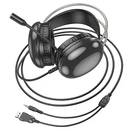 Навушники накладні Hoco W109 ігрові з LED підсвічуванням Jack 3.5 чорний - мініатюра 5