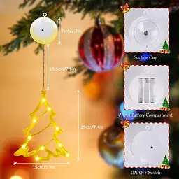 Новорічна LED гірлянда фігурка Ялинка Christmas Tree декор на вікно тепле біле світло набір з 2 шт (SKU-012) - мініатюра 2