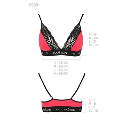 Еластичний топ з мереживом Passion PS001 TOP XL, red-black - мініатюра 5