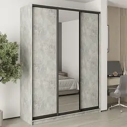 Шафа-купе тридверна MebelStar Стандарт BG 2ДСП/Дзеркало 180x60x240 см Бетон (MBS-8706)