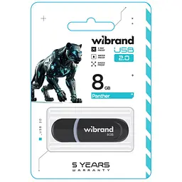 USB флеш-накопичувач Wibrand Panther 8GB USB-A 2.0 Black (WI2.0/PA8P2B) [170474] - мініатюра 2