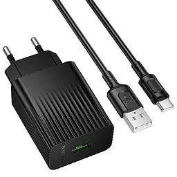 МЗП Borofone BAS72A Source QC3.0 (1USB-A) + кабель USB to Type-C Black