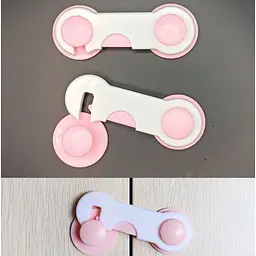 Замок на меблі захист від дітей, блокіратор для ящиків 9.5 см White Pink (17697) - мініатюра 3