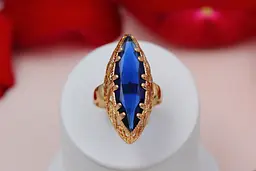 Кільце Xuping Jewelry Маркіз з синім каменем р16 золотисте