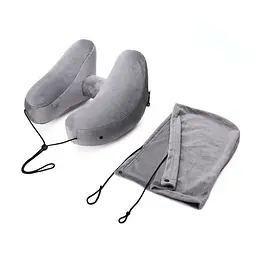 Ергономічна комфортна дорожня подушка H-Shape з капюшоном, сірий KT7006237