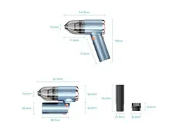 Ручний автомобільний пилосос Vention Cordless Blue (KRAL0) - мініатюра 4