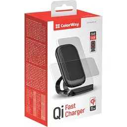 Зарядний пристрій ColorWay olorWay подставка для телефона Qi 15W черная (CW-CHW31Q-BK) - мініатюра 2