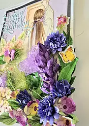 Вітальна листівка 3D з дівчиною в квітах Hapy Birthday - мініатюра 2
