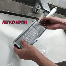 Терка шатківниця овочерізка для овочів капусти корейської моркви по-корейськи часнику сиру з 6 змінними насадками, A-plus Сріблястий 85055 - мініатюра 6