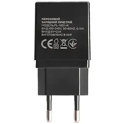 Мережевий зарядний пристрій Florence 2USB 2A Black (FL-1021-K) - мініатюра 2