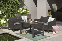 Стіл для саду Keter Lyon rattan table пластиковий сірий (8711245143446) - мініатюра 2