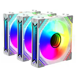 2E Gaming Корпусний вентилятор Air Cool ACF120MB-ARGB, 3x120мм, 2000rpm, 4pin PWM +5VARGB, 20.5dBa, білий