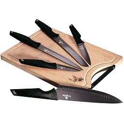 Набір ножів з обробною дошкою Berlinger Haus Black Rose Collection (BH-2708)