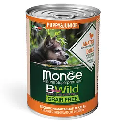 М'ясні шматочки Monge Bwild Dog Puppy & Junior в соусі з качкою, гарбузом і цукіні для цуценят усіх порід 400 гр