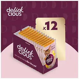 Вологий корм для кішок Delickcious Пластівці з качкою та лісовими ягодами у вершковому соусі 80 г (4820269141834) - мініатюра 5
