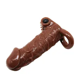 Насадка на пеніс Brave Man Vibrating Penis Sleeve Flesh, 15 см (brązowy) - мініатюра 2