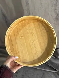 Менажниця бамбукова Yiwu HB-40-3 кругла з кришкою 25x25x8см Бежевий - мініатюра 6