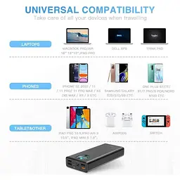 PowerBank Baseus Amblight для ноутбука швидка зарядка 30000 mAh 65W + кабель 100W в комплекті - мініатюра 7