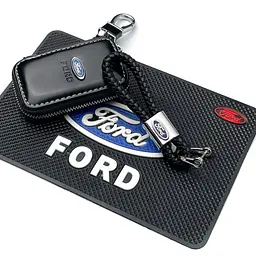 Автонабір №66 для Ford / килимок панелі / плетений брелок і чохол для автоключів з логотипом