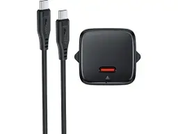 Мережевий зарядний пристрій Acefast A118 Fast Charge Wall Charger GaN 30 W + USB Type-C cable Black (6974316285175) - мініатюра 3