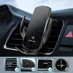 Автомобільний тримач для телефона Smart Sensor S5 автоматичний у машину з бездротовою зарядкою - мініатюра 4
