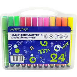Фломастери Malevaro трикутні в пластиковому боксі 24 кольорів 24 шт. ((763982ML)