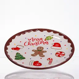 Новорічна тарілка з порцеляни Merry Christmas тарілка на різдво Ø21 см тарілки різдвяні Yiwu CR-1-40 - мініатюра 2