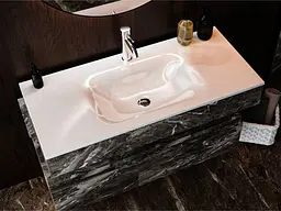 Умивальник Miraggio JESSEL 1000 (0000796) Miramarble, Глянцевий, Накладний/Врізний, Білий - мініатюра 7