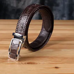 Ремінь-автомат з натуральної шкіри крокодила коричневий CROCODILE LEATHER 18171 120 см - мініатюра 10