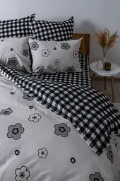 Комплект постільної білизни ТЕП Soft dreams Miracle двоспальний темно-сірий з білим (2-03858_26046) - мініатюра 4