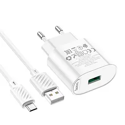 Блок Адаптер сетевой HOCO Micro USB Cable Fighter single port charger C109A 18W білий - мініатюра 5