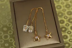 Сережки протяжки Xuping Jewelry морська зірка з камінчиком 8 см золотисті