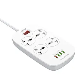 Мережевий зарядний пристрій подовжувач Ldnio SC4407 4 USB 4 розетки 2m білий - мініатюра 5
