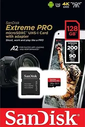Картка пам'яті microSDXC SanDisk Extreme Pro A2 128 Gb (UHS-1 U3) V30 (R200MB/s W90MB/s) - мініатюра 2