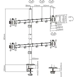Кронштейн для монітора Brateck LDT66-C048 17"-32" [107929] - мініатюра 8