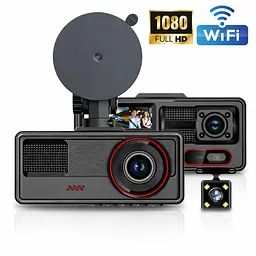 Відеореєстратор на 3 камери і з Wi-Fi - Vehicle BlackBOX (спереду + позаду + салон) з нічною зйомкою FullHD - мініатюра 9