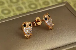 Сережки гвоздики Xuping Jewelry сови 1,2 см золотисті - мініатюра 2