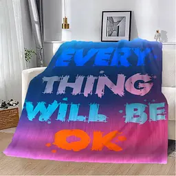 Плед плюшевий 3D мотиваційний Every Thing Will Be Ok 160х200 см