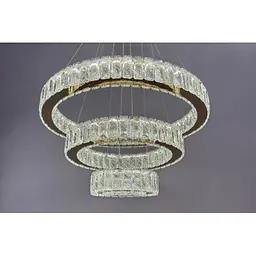 Люстра лед криштальна Linisoln 7201-F H 650+450+250 FG метал, кришталь LED 3 лампи