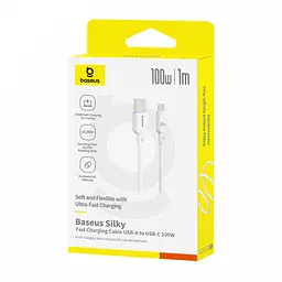 Кабель Baseus Silky Series Fast Charging Cable USB to Type-C 100W 1m White - мініатюра 2