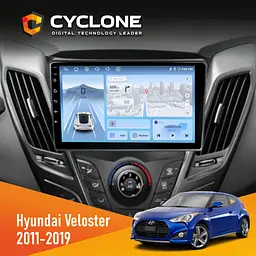 Штатна магнітола Hyundai Veloster 2011-2019 Cyclone C9-012 4x64 DSP 4G Cyclone (НФ-00007894)