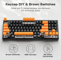 Клавіатура ігрова механічна Aula Mechanical F-3032 Black keycaps + 21 Yellow keys KRGD Brown - мініатюра 7